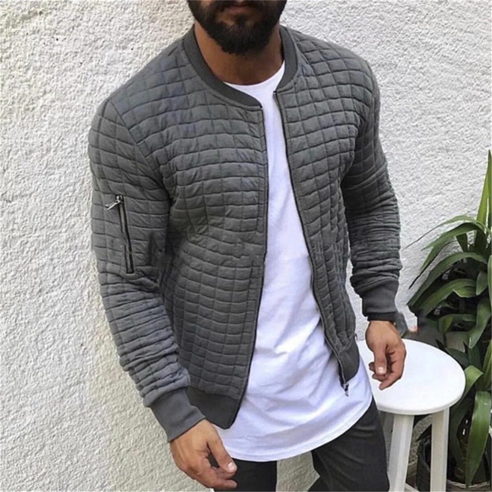 Sports Casual Men Jacket Men Plaid Pleats Slim Stripe Fit Jacket Zipper Long Sleeve Cardigan Coats Male Solid Wrinkled Cardigans 
Sports Casual Men Jacket Men Plaid Pleats Slim Stripe Fit Jacket Zipper Long Sleeve Cardigan Coats Male Solid Wrinkled Cardigans