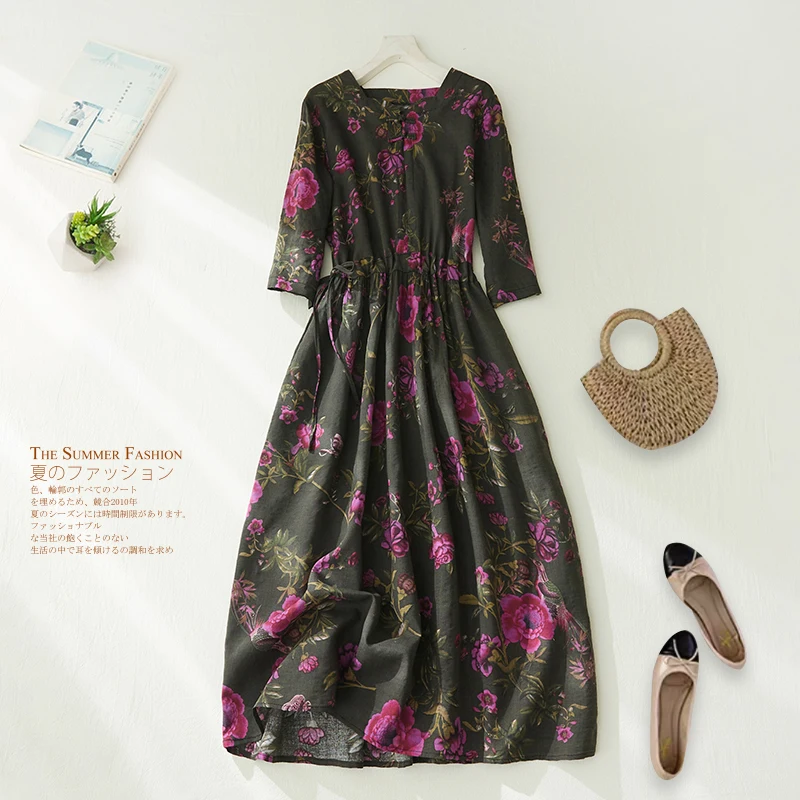 2023 New Arrival Short Sleeve Print Floral Vintage Summer Dress Draw String Office Lady Work Dress Fashion Women Casual Dress
2023 New Arrival Short Sleeve Print Floral Vintage Summer Dress Draw String Office Lady Work Dress Fashion Women Casual Dress