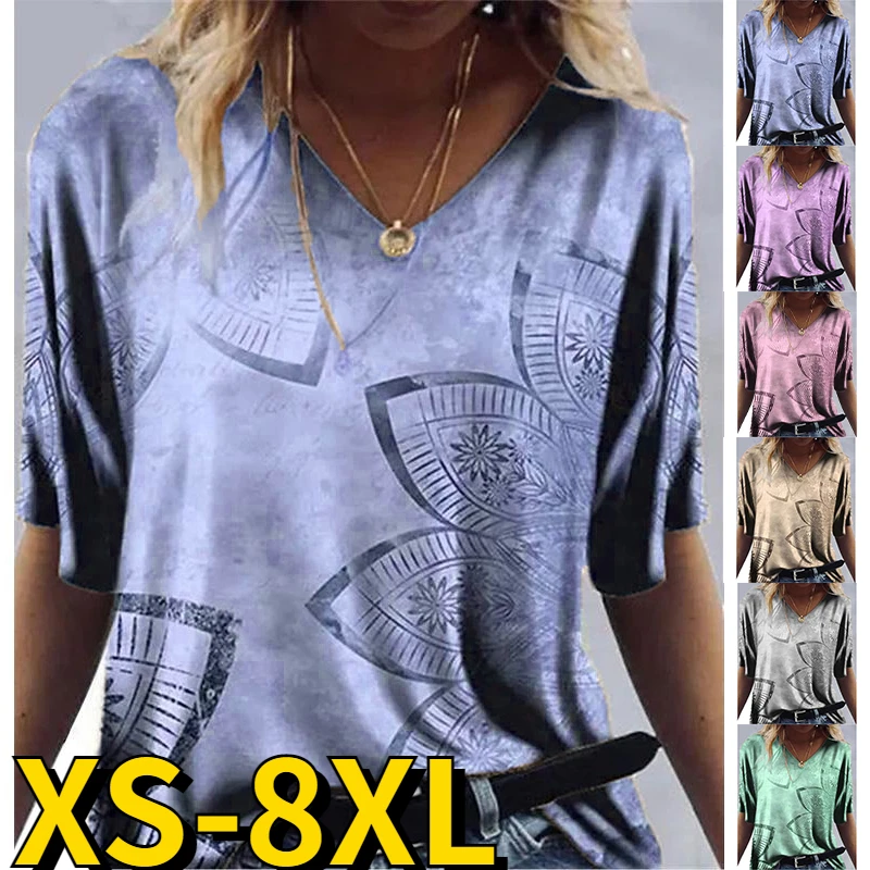 2023 Summer Casual Pullover Pullover Women's Loose T-Shirt Ladies V-Neck Fashion Top New Design Printing Tee Shirt Short Sleeve
2023 Summer Casual Pullover Pullover Women's Loose T-Shirt Ladies V-Neck Fashion Top New Design Printing Tee Shirt Short Sleeve