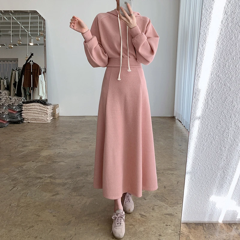 New Ins Autumn-winter Pink Loose Long-sleeved Hoodie High-waisted A-line Long Skirt Two-piece
New Ins Autumn-winter Pink Loose Long-sleeved Hoodie High-waisted A-line Long Skirt Two-piece