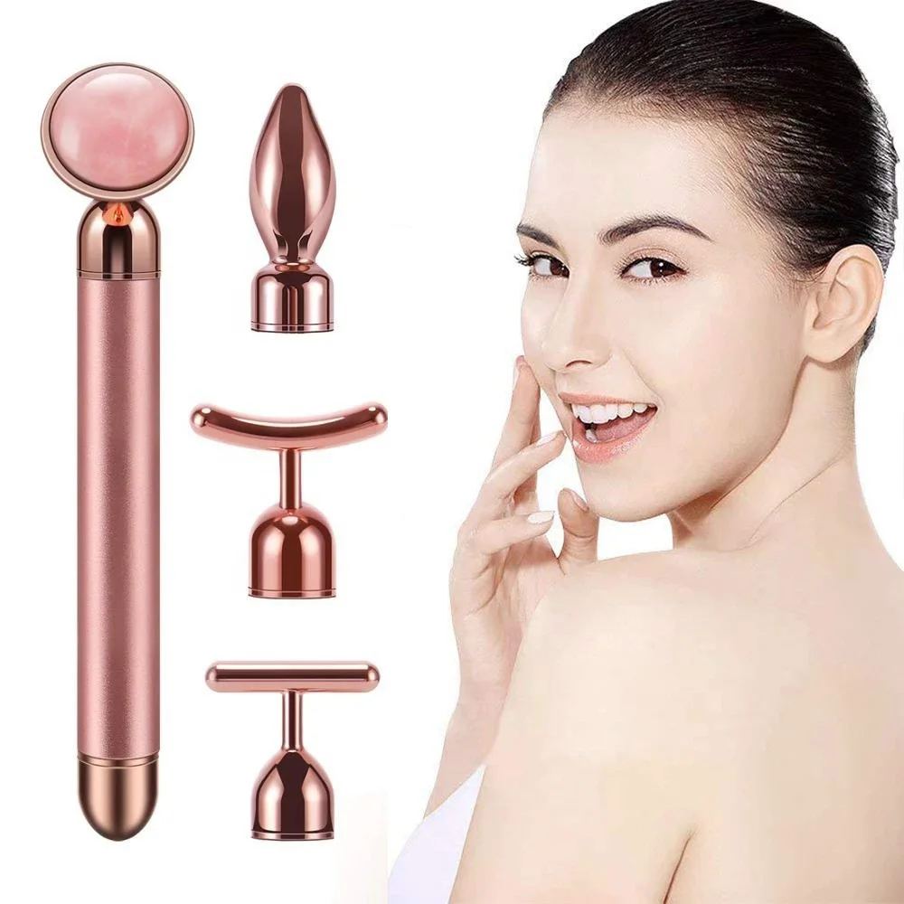 4 in 1 Weight Loss Face Massager Gold Vibrating Facial Rose Quartz Roller Massager Stick Skin Firming Facial Skin Care Tools
4 in 1 Weight Loss Face Massager Gold Vibrating Facial Rose Quartz Roller Massager Stick Skin Firming Facial Skin Care Tools
