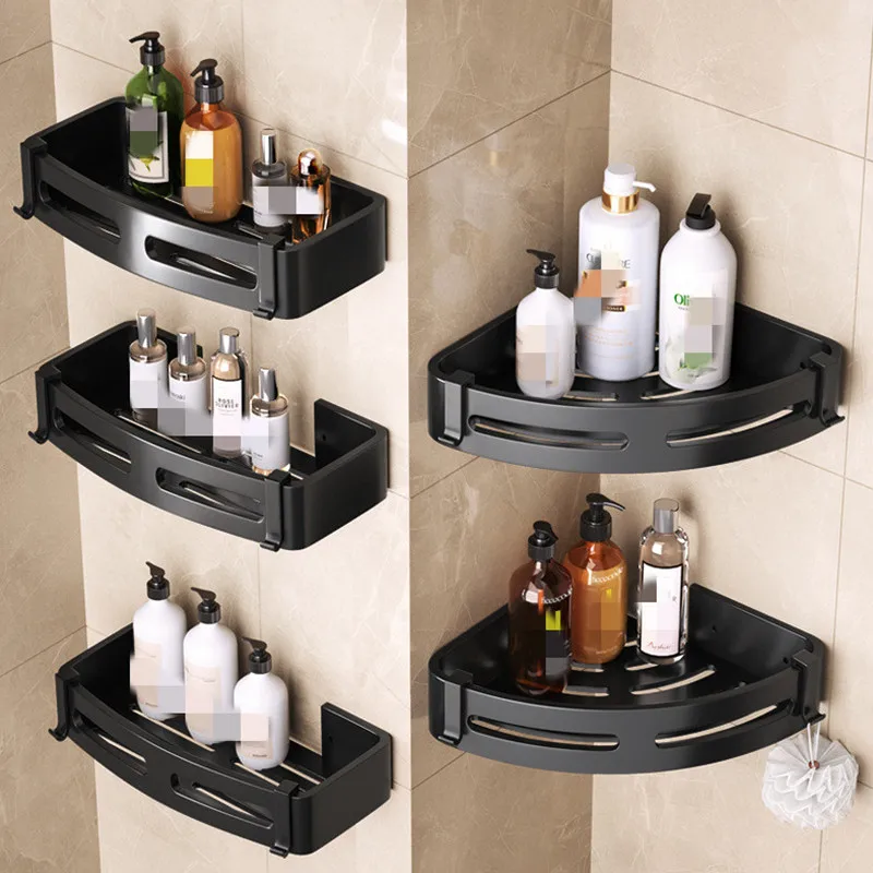 

1Pc Wall Mount Shower Storage Shelves Nail Free Installation Bathroom Corner Shelf Shampoo Tray Stand Household Item Accessories