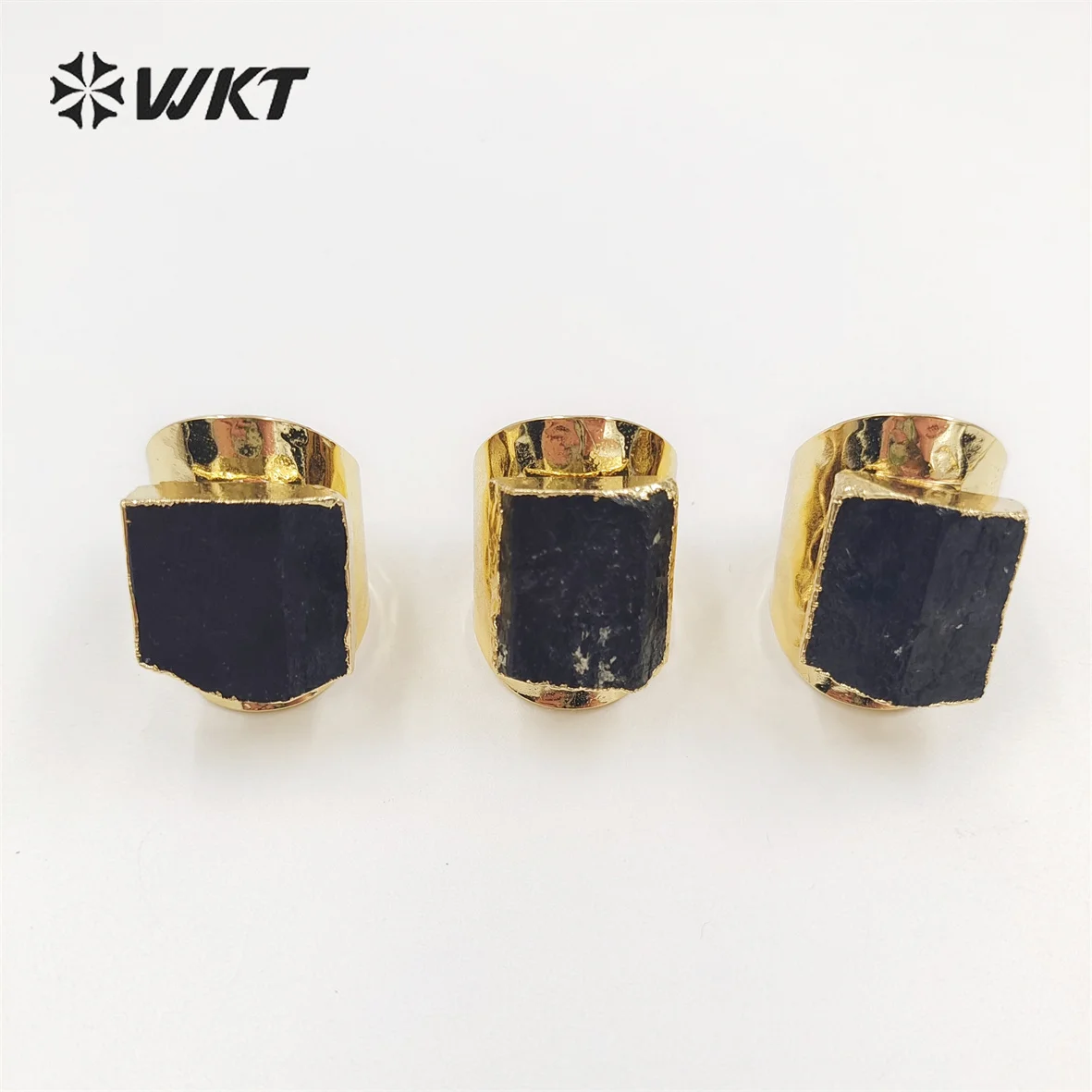 

WT-R422 WKT 2022 Noble Style Black Tourmaline Rings HOT Design Ring Hip Hop Party Women Gift Jewelry INS Trend NEW