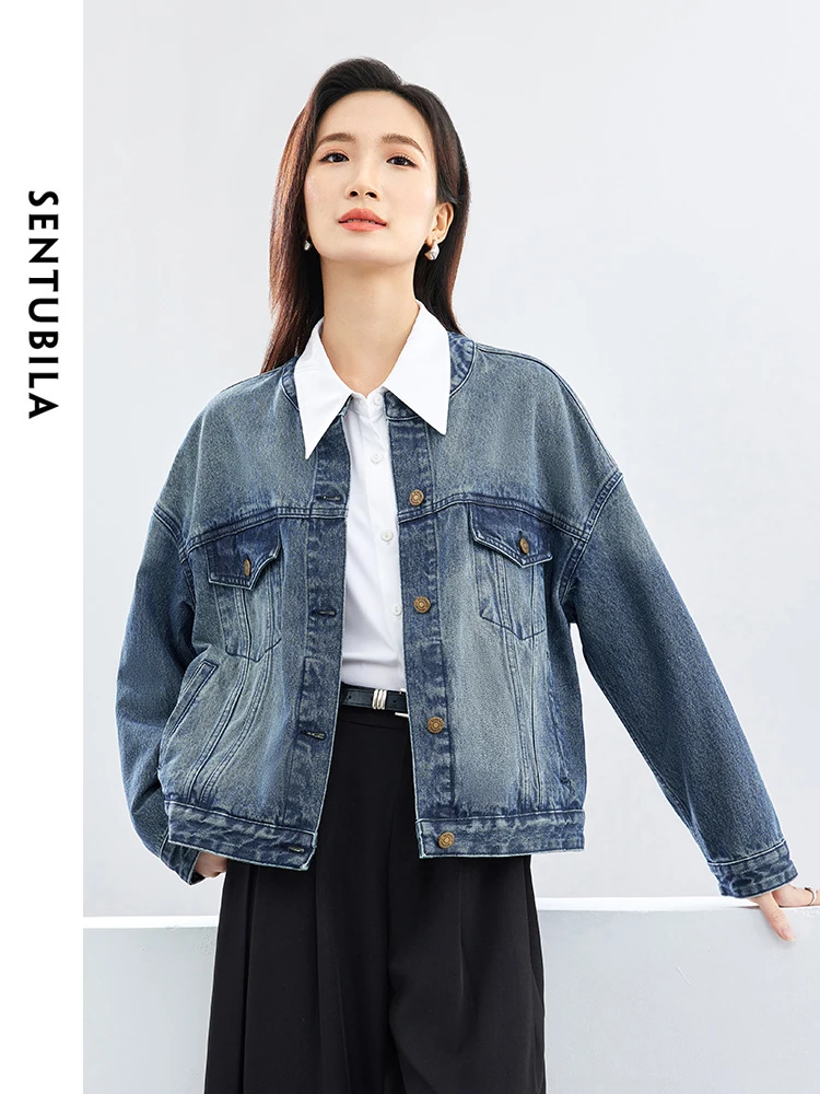 SENTUBILA Simple Round Neck Cotton 100% Cropped Jean Jacket 2024 Spring Retro Washed Straight Loose Short Denim Jacket W41W53220
SENTUBILA Simple Round Neck Cotton 100% Cropped Jean Jacket 2024 Spring Retro Washed Straight Loose Short Denim Jacket W41W53220