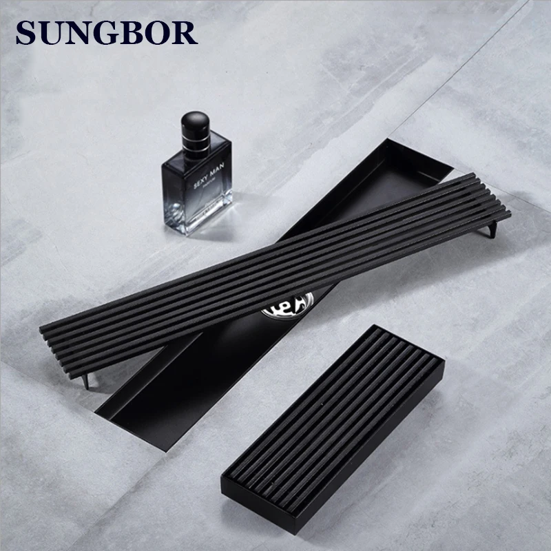 Matte Black Floor Drain 304 Stainless Steel Stripe Rectangle Bathroom Shower Long Linear Drainage Side Floor Drains for Hotel
Matte Black Floor Drain 304 Stainless Steel Stripe Rectangle Bathroom Shower Long Linear Drainage Side Floor Drains for Hotel