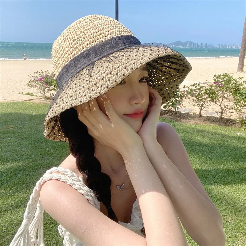 New Summer Straw Hat Lace Beach Hats Women Breathable Sun Protection Travel Wide Brim Sun Hat Elegant Lace Bowknot Bucket Hat
New Summer Straw Hat Lace Beach Hats Women Breathable Sun Protection Travel Wide Brim Sun Hat Elegant Lace Bowknot Bucket Hat
