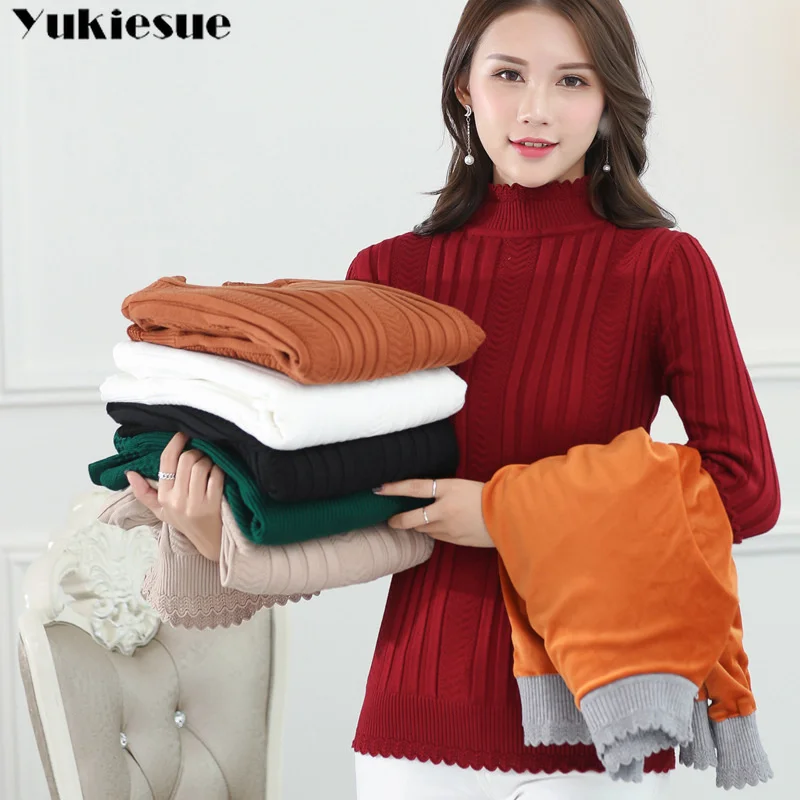 

Autumn winter thick Sweater Pullovers Women turleneck Long Sleeve casual warm basic turtleneck Sweater female knit Jumpers top