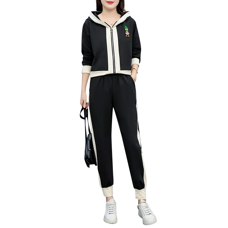 Autumn Winter Cotton Sport Two-piece Set For Women 2023 Hooded Cardigan Tops And Sweatpants Female L-4XL Casual Slim Black Suit
Autumn Winter Cotton Sport Two-piece Set For Women 2023 Hooded Cardigan Tops And Sweatpants Female L-4XL Casual Slim Black Suit