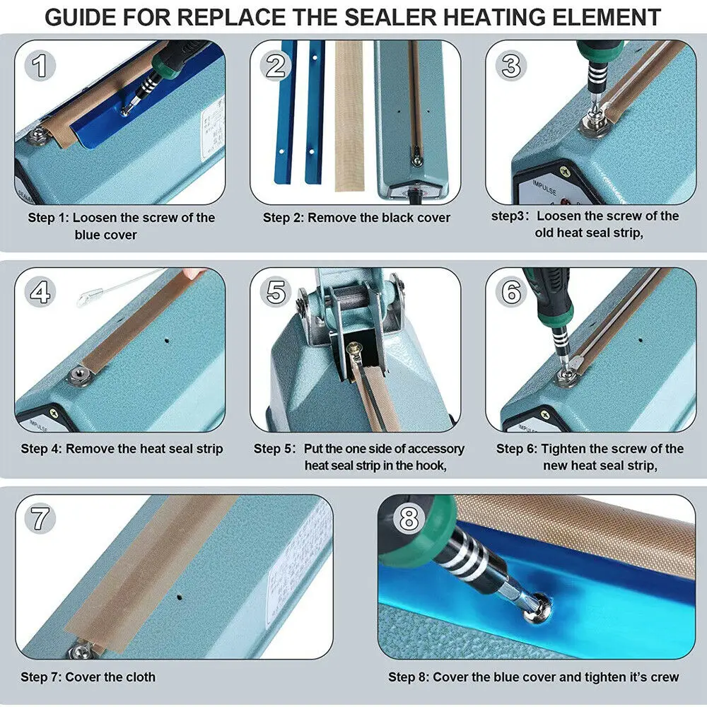 1pc 200/300/400 Impulse Sealer Replacement Parts Impulse Sealer Heating Elements Service Spare Repair Parts Kit
1pc 200/300/400 Impulse Sealer Replacement Parts Impulse Sealer Heating Elements Service Spare Repair Parts Kit