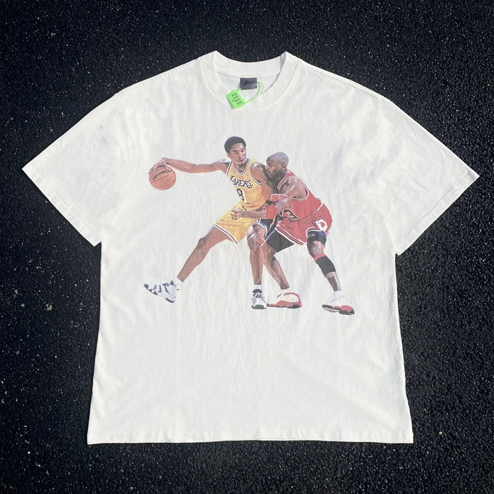 

Kanye666 Модная брендовая уличная одежда Коби Брайант графический принт Баскетбол свободный оверсайз 100% хлопок топы футболки для мужчин