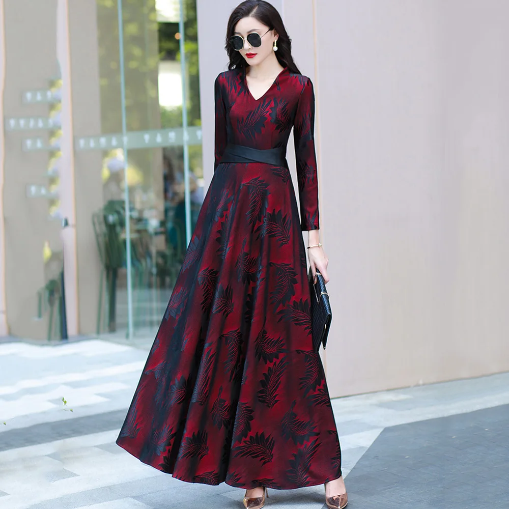 New Women Print Long Dress Spring Autumn Elegant Fashion V-Neck Long Sleeve Slim Pullover Dress A-Line Overlength Dresses
New Women Print Long Dress Spring Autumn Elegant Fashion V-Neck Long Sleeve Slim Pullover Dress A-Line Overlength Dresses