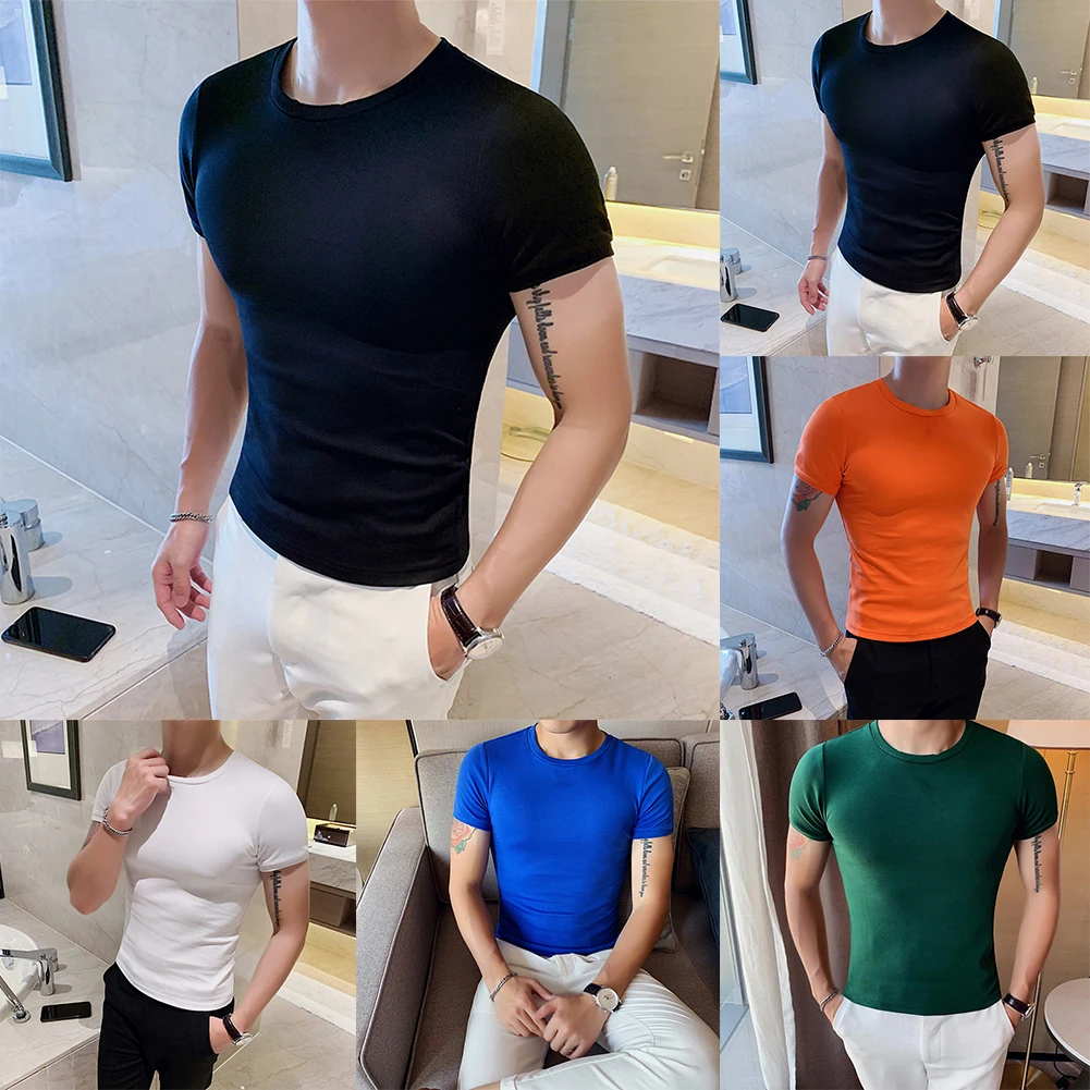 Mens Slim Fit Round Neck Short Sleeves T-shirt Korean Men Casual Solid Color Cotton Tee Shirt Top Plus Size M-2XL
Mens Slim Fit Round Neck Short Sleeves T-shirt Korean Men Casual Solid Color Cotton Tee Shirt Top Plus Size M-2XL