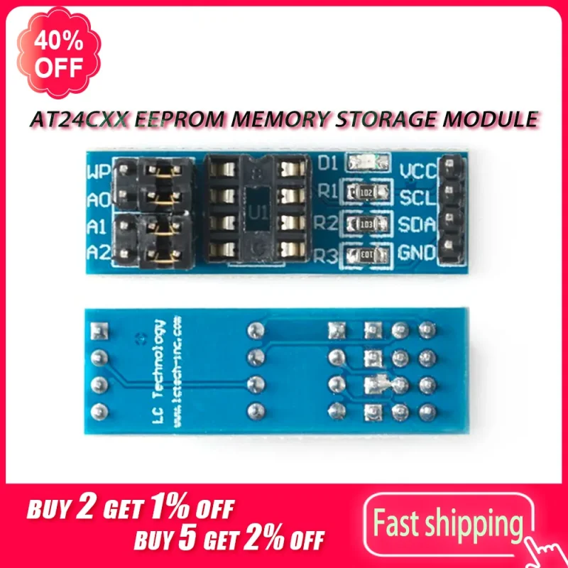 

5/10/Pcs AT24 AT24CXX EEPROM Memory Storage Module I2C IIC Interface Without Chip Supports AT24C Series IC for Arduino