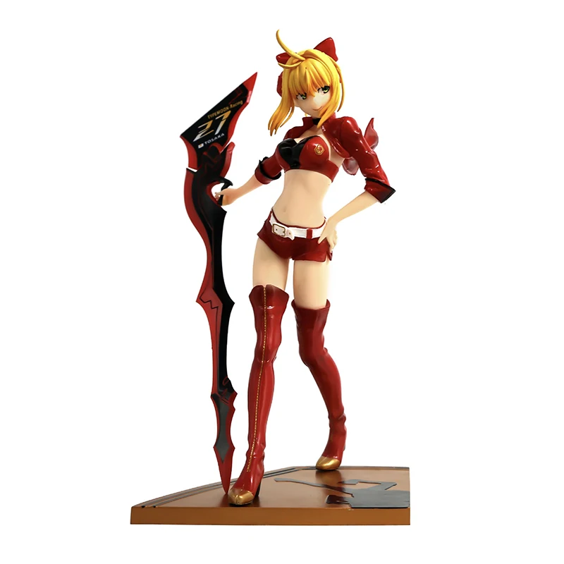 

24cm Anime Fate Grand Order Action Figure Nero Claudius Red Saber Racing Suits Sexy Girl Doll PVC Collectible Model Toy Kid Gift