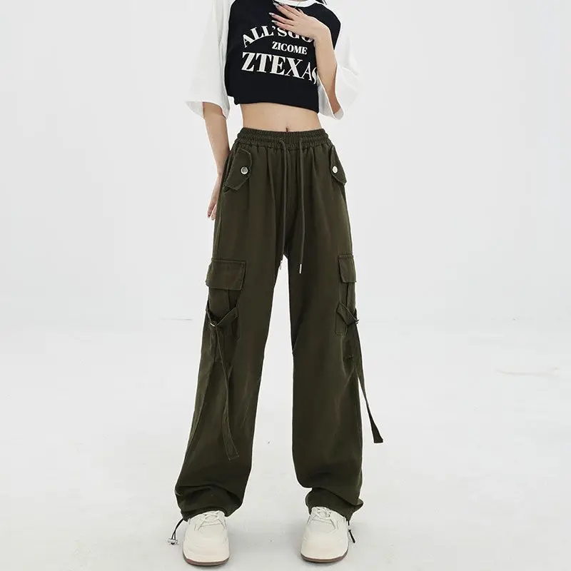

Hippie Black Cargo Pants Women Y2K Kpop Gothic Oversize Baggy Straight Wide Leg Trousers Female Harajuku Skinny Korean Style