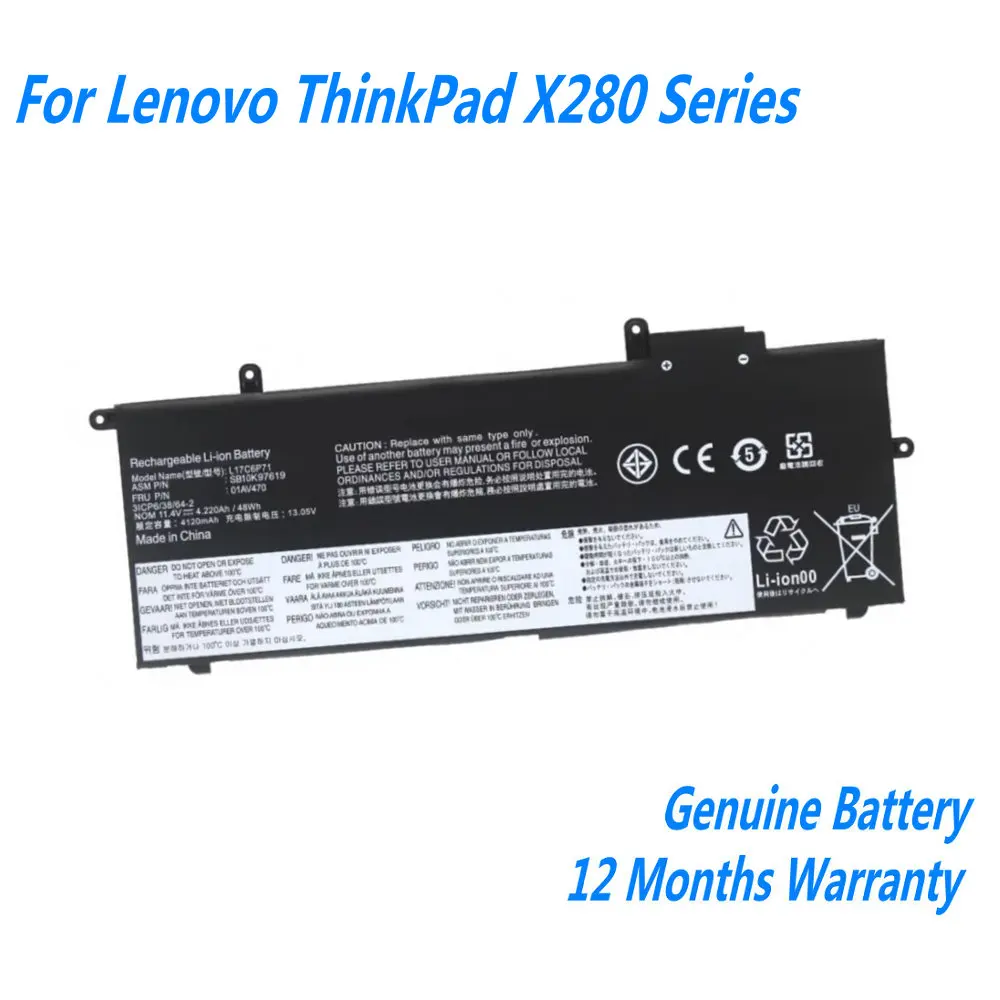 

NEW 11.4V 48Wh L17L6P71 Laptop Battery For Lenovo ThinkPad X280 Series L17M6P71 L17C6P71 01AV470 01AV471 01AV472 SB10K97617