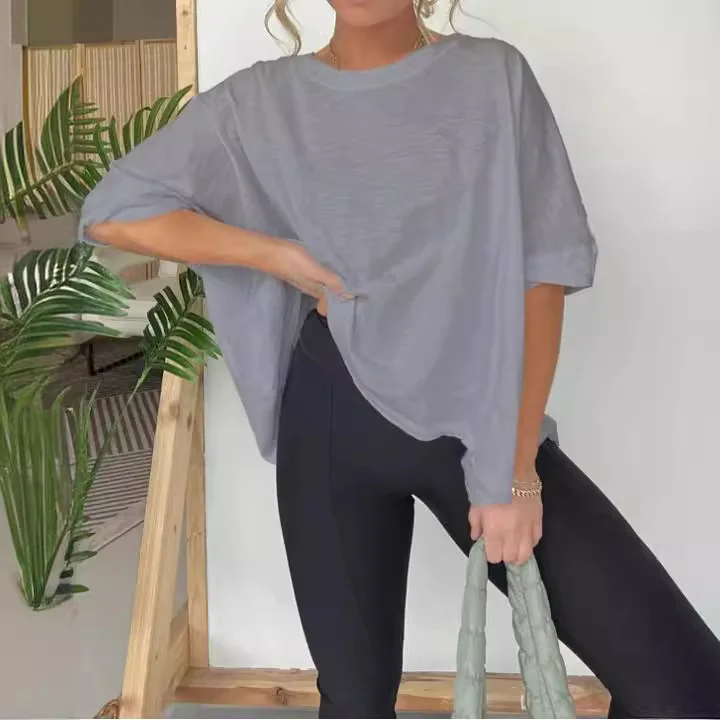 Solid Round Neck Shirts 2024 Summer European and American Half Sleeved T-shirt Casual Pullover Top
Solid Round Neck Shirts 2024 Summer European and American Half Sleeved T-shirt Casual Pullover Top