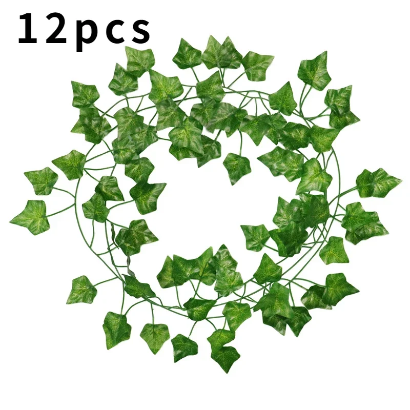 

12pcs 2.2M Ivy Green Fake Leaves Garland Plant Vine Foliage Home Decor Plastic Rattan String Wall Decoration Artificial Plants