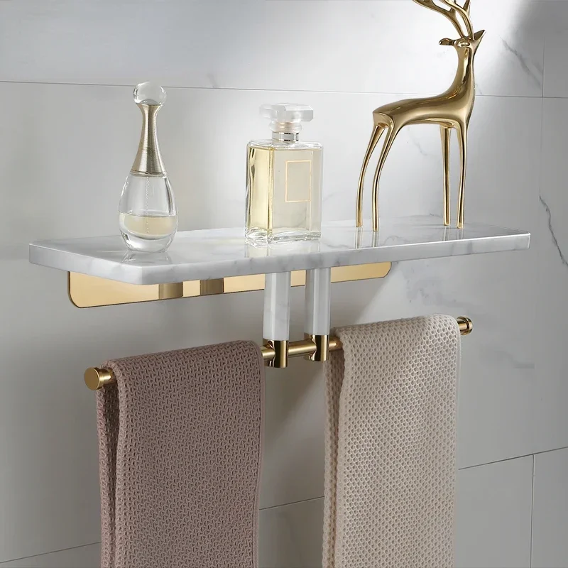 Copper Natural Marble Golden Towel Rack Nordic Light Luxury Mirror Front Partition Brass Storage Rack 
Copper Natural Marble Golden Towel Rack Nordic Light Luxury Mirror Front Partition Brass Storage Rack