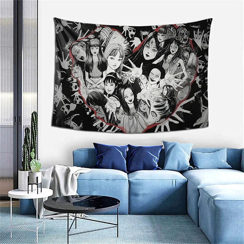 

Japanese Horror Manga Tapestry Tomie Unlimited Junji Ito Wall Hanging Creepy Aesthetic Witchcraft Supplies Anime Room Decor Tapi