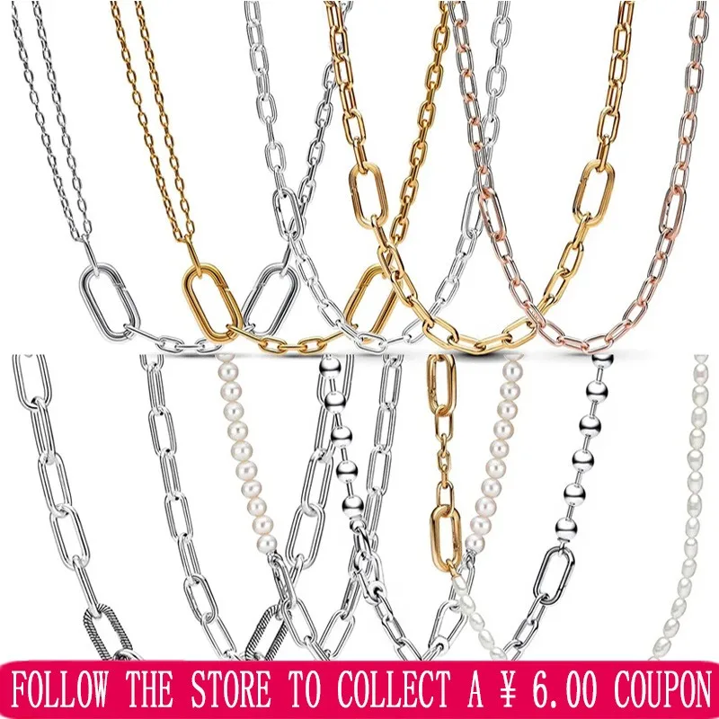 

2023 New Women's Boutique Jewelry Original Logo ME Series Double Chain Necklace 925 Sterling Silver High Quality Gift