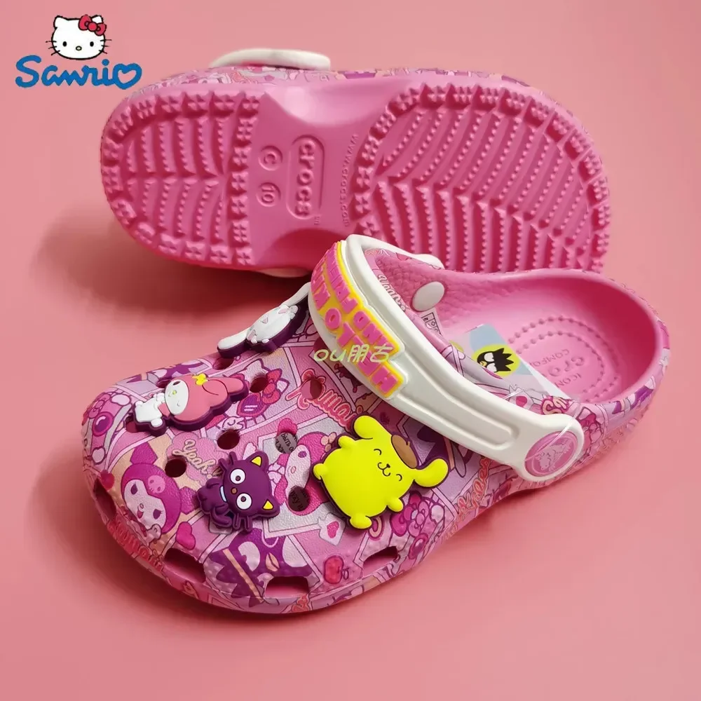

Sanrio Hellokitty Kuromi Pochacco Melody New Summer Girls Cartoon Children Slippers Non-slip Soft-soled Wrap Toe Sandals Gift