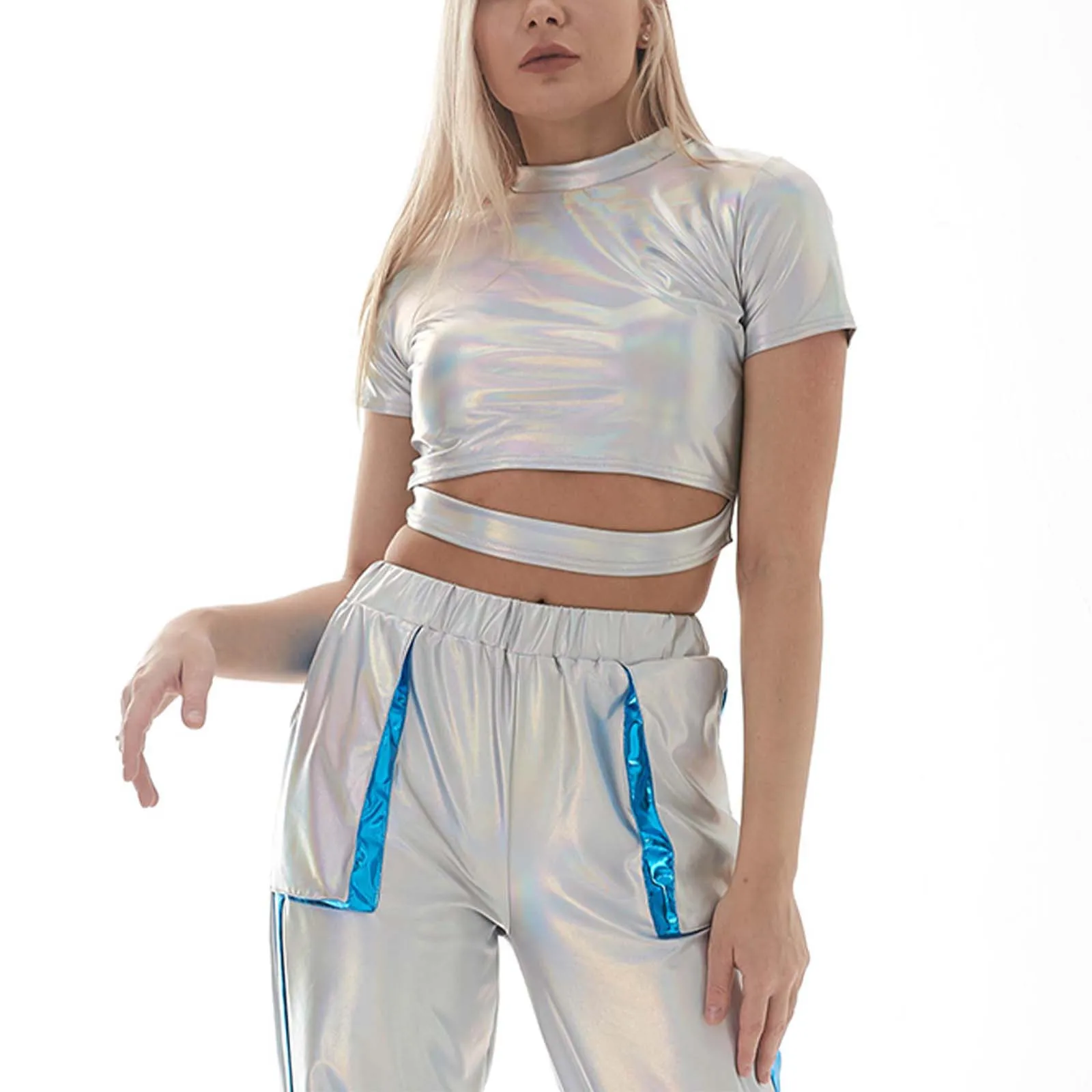 Women's Dazzling Colorful Glitter Leather Stage Costume For Party And Performance 
Women's Dazzling Colorful Glitter Leather Stage Costume For Party And Performance