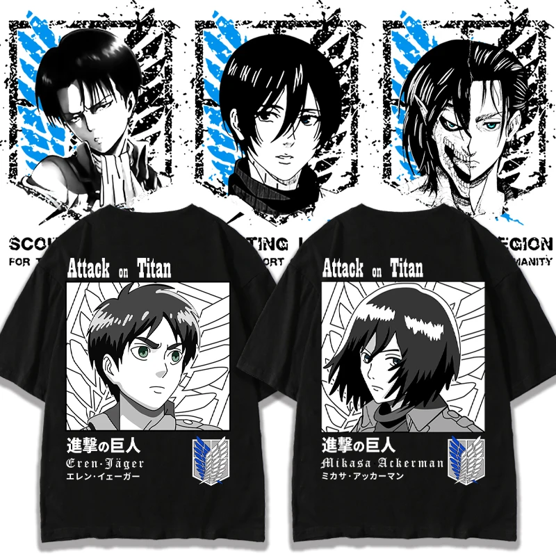 

ATTACK THE GIANT CO-BRANDED SHORT SLEEVE T-SHIRT MALE SUMMER ANIME AROUND FREE WINGS ALAN YEAGER CLOTHES COTTON