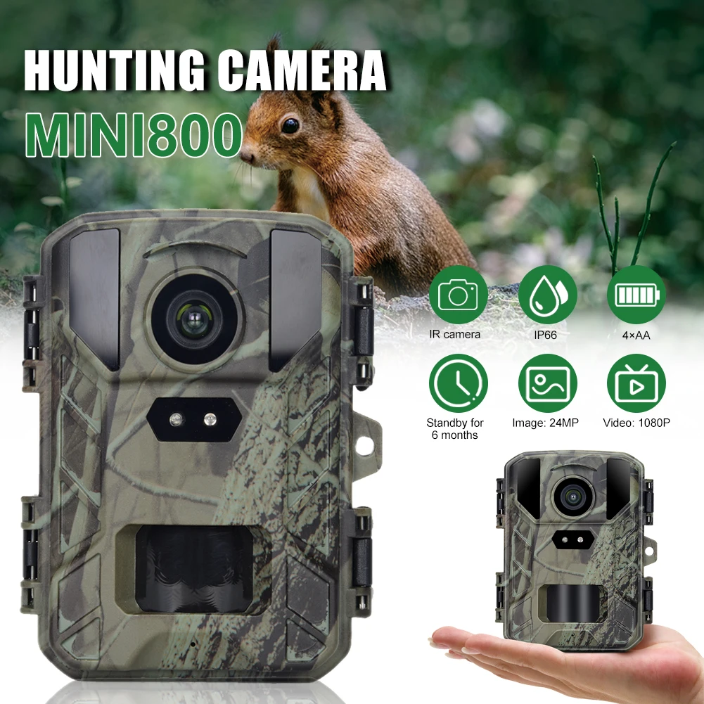 MINI 800 Hunting Camera 24MP 2K Trail Camera with Night Vision Motion Activated 0.2s Trigger Time Wildlife Scouting Trail Camera
MINI 800 Hunting Camera 24MP 2K Trail Camera with Night Vision Motion Activated 0.2s Trigger Time Wildlife Scouting Trail Camera