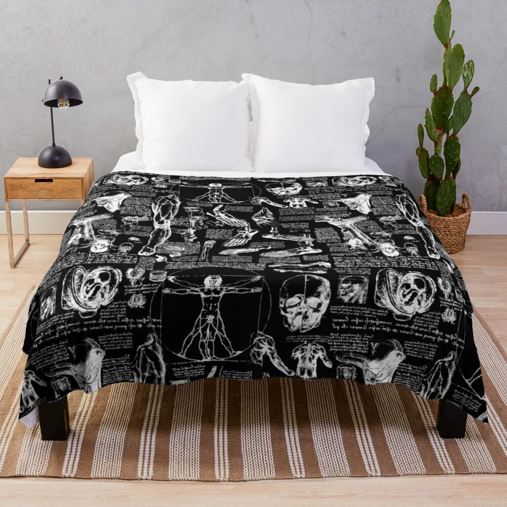 

Анатомические рисунки да Винчи // черное одеяло, одеяла, диваны для украшения, милое одеяло