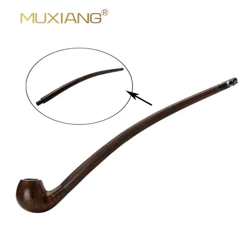 

RU-Solid Wood Pipe Smoke Mouthpiece Bent Long Stem Reading Tobacco Pipe 9mm Activated Carbon Filter Smoking Accessories For Gift