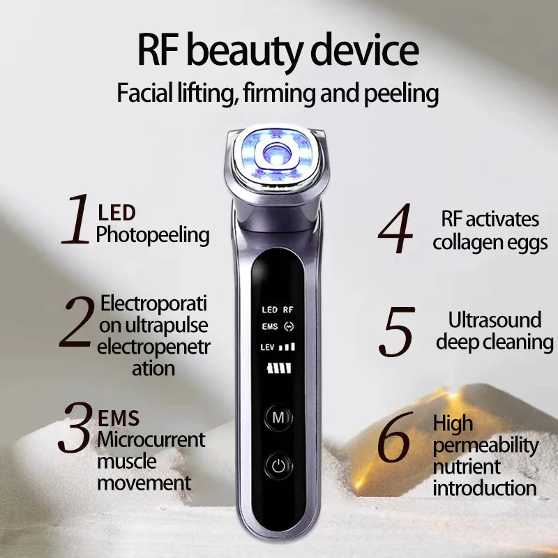 

Face Beauty Vibra Lifting RF/EMS Mesotherapy Electroporation Radio Frequency LED Photon Skin Rejuvenation Tighten Brighten Firm
