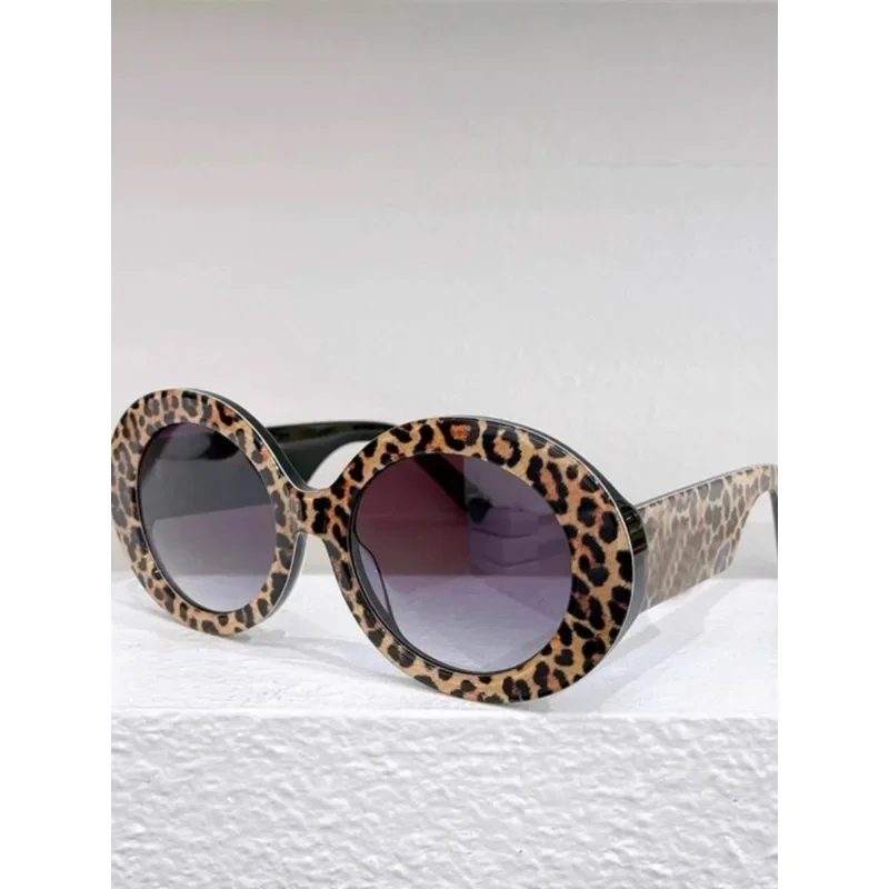 

New Sunglasses Retro Personality Avant-garde 4448 Sunglasses Model Cool High Texture Leopard Print Big Round Frame