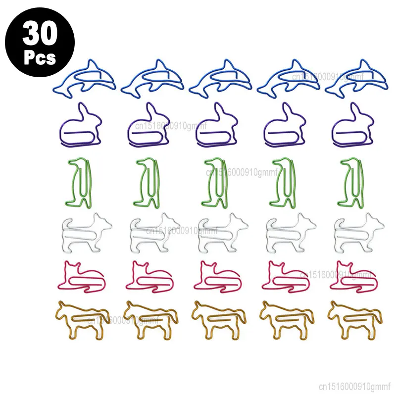 

30Pcs Set Kawaii Mini Paper Clips Bookmark Metal Paperclips Stationery Cute Desk Orgainzer Accessories Office Binding Supplies