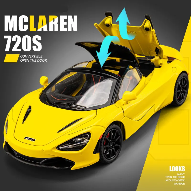 

1:24 McLaren 720S Alloy Racing Car Model Diecast Metal Sports Car Model Simulation Sound and Light Collection Childrens Toy Gift