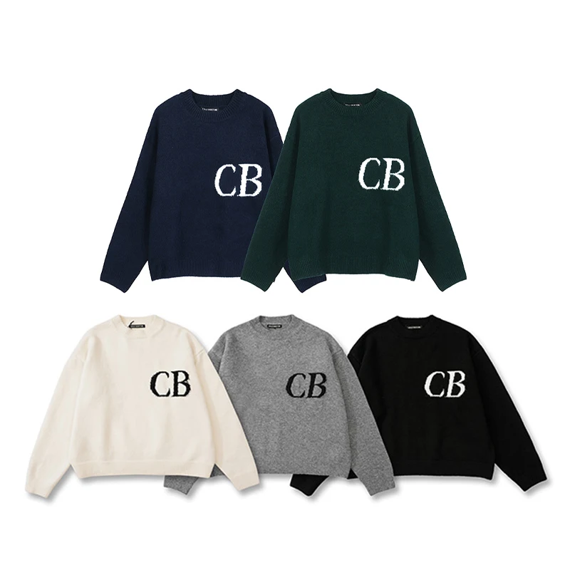 

New Cole Buxton Sweater Men Woman Best Quality Letter LOGO Oversized O-Neck Long Sleeve Knit Jacquard Sweater