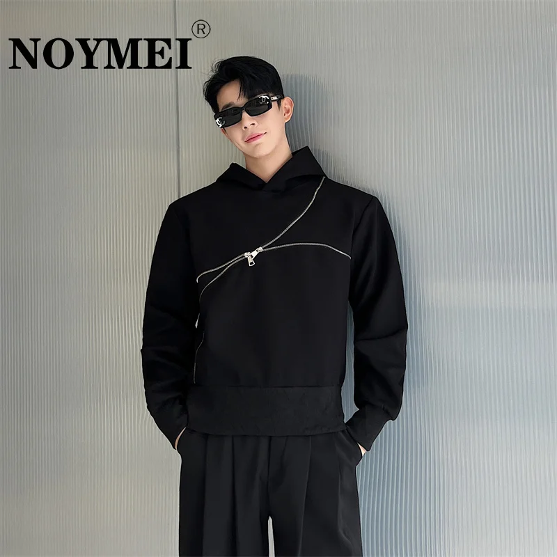 

NOYMEI Korean Style Niche Metal Zipper Design Hooded Pullover Solid Color Fashionable 2024 Autumn New Sweatshirt WA2544