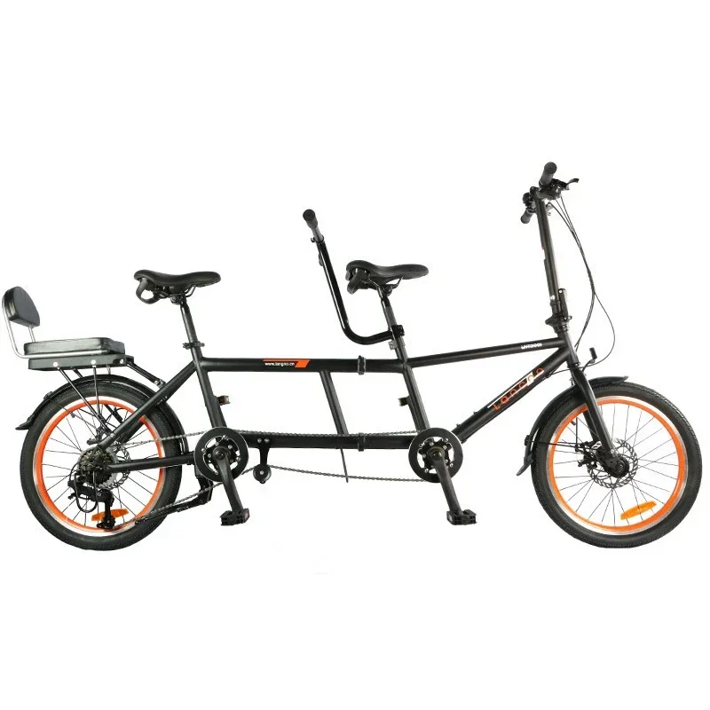 

20 Inch 3 Person Fashion Folding Bike Factory Direct Sightseeing Bicycle Double Adult Tandem Bike