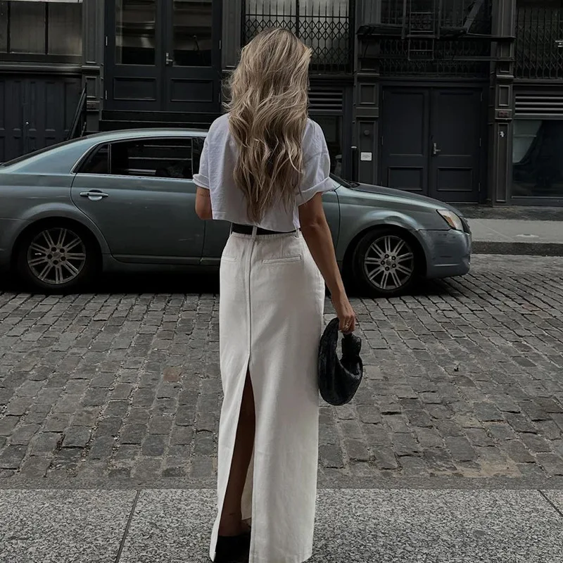 Summer new casual all fit long dress women European and American fashion design slit straight skirt
Summer new casual all fit long dress women European and American fashion design slit straight skirt