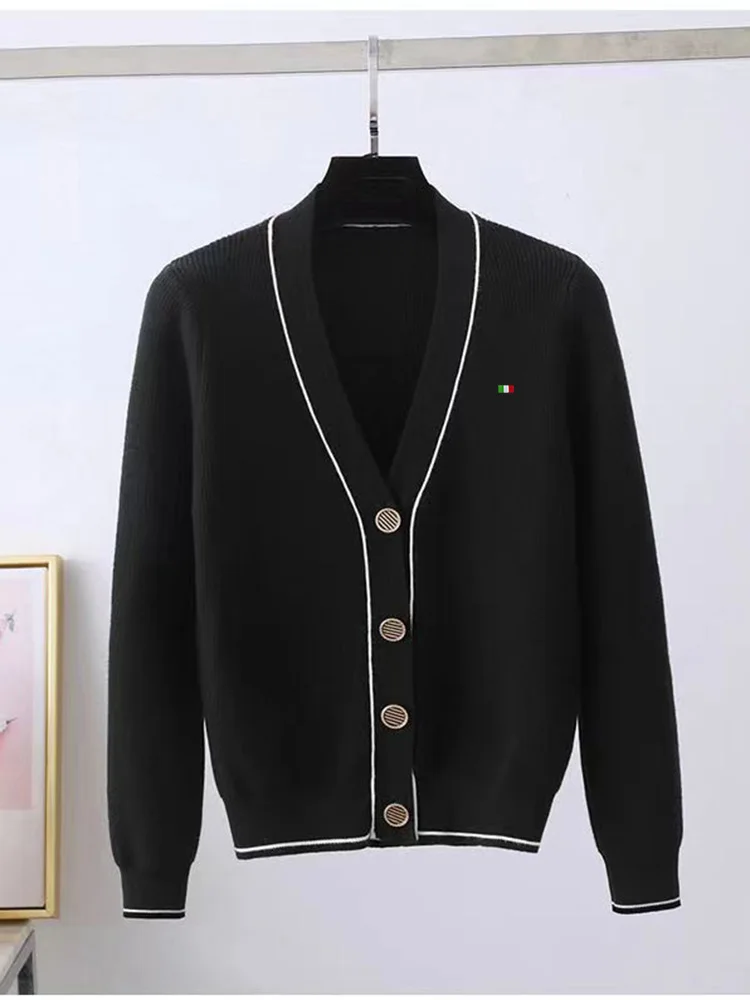 

Женский свободный вязаный укороченный шерстяной свитер с длинным рукавом, весенний кардиган для пары, корейские топы с V-образным вырезом, женская трикотажная одежда для отдыха и работы