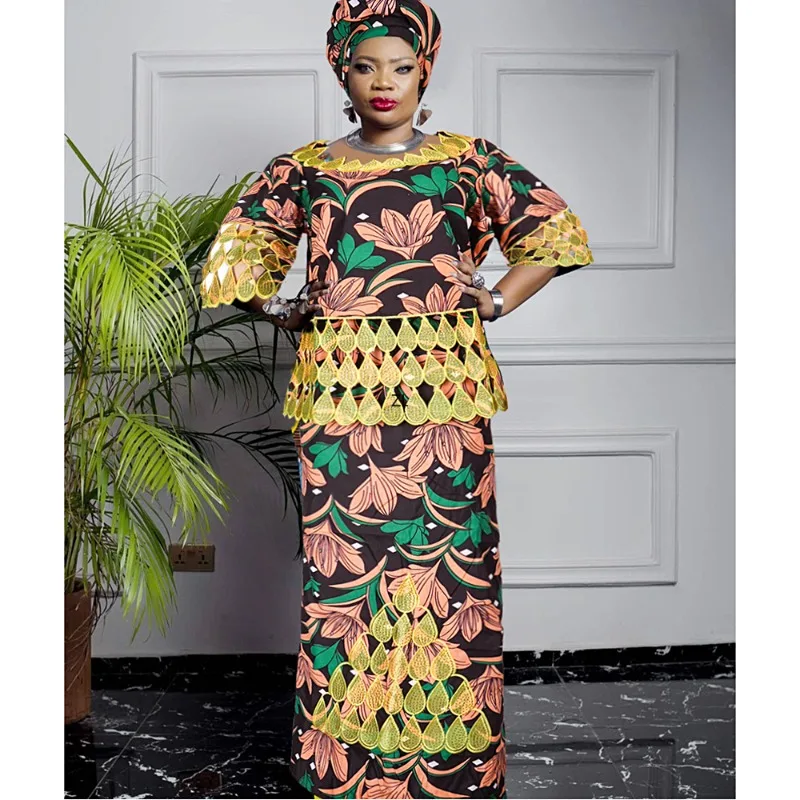 

African Dresses Gown Bazin Riche Dashiki Dress Traditional For Women Embroidery Pattern With Stone South Africa Clothes Robe