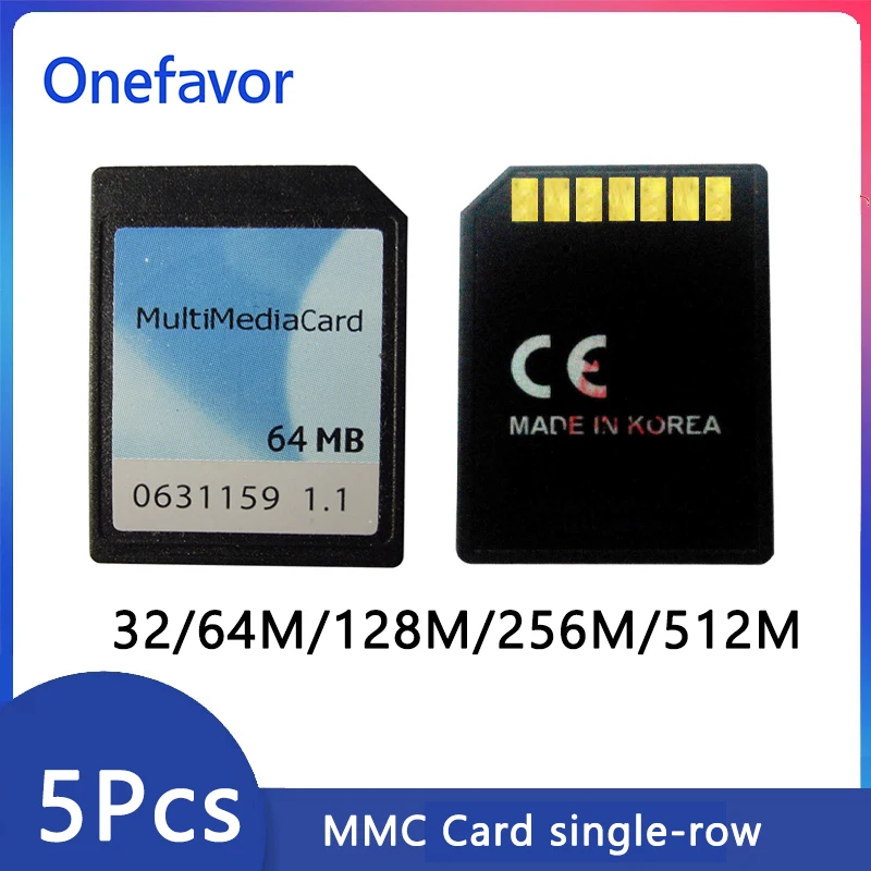 

5Pcs MMC Card 32M 64M 128M 256M 512M 7pin Single Row Small Capacity Memory Card QD Old Camera Mobile Phone Printer Memory Card