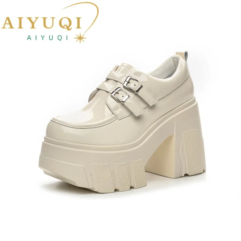 

AIYUQI Women's High Heels 2024 New Spring Patent Leather Dress Shoes Women 11cm High Heel Platform Women's Shoes