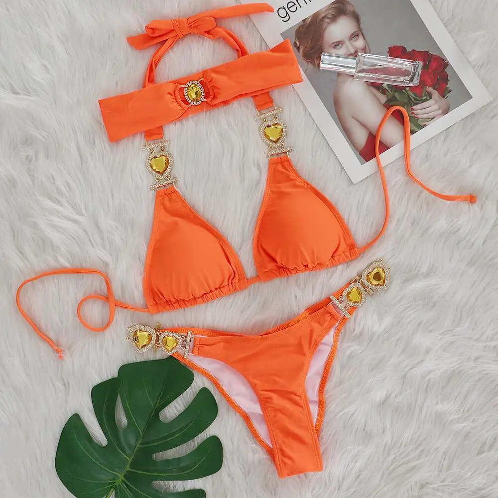 4 Colors New Sexy Bikini Women Luxury Heart-shaped Crystal Diamond Chain Solid Swimwear Swimsuit Female Bikinis Set Bathing Suit
4 Colors New Sexy Bikini Women Luxury Heart-shaped Crystal Diamond Chain Solid Swimwear Swimsuit Female Bikinis Set Bathing Suit