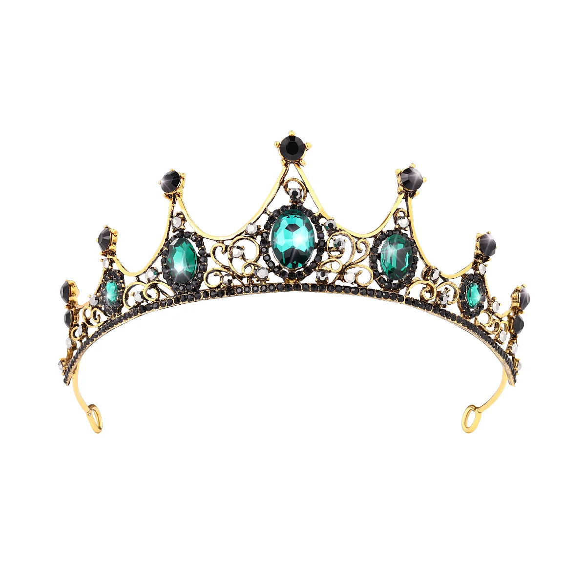 

Baroque Green Crystal Green Rhinestone Tiara Crowns for Women Wedding Engagement Marriage Alloy Princess Queen Crown Hairwear