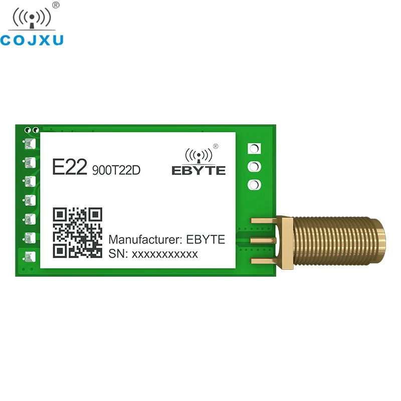LoRa Wireless Module 868/915MHz 22dBm 5km Long Range UART cojxu E22-900T22D FEC SMA-K Antenna RF Wireless Transmitter
LoRa Wireless Module 868/915MHz 22dBm 5km Long Range UART cojxu E22-900T22D FEC SMA-K Antenna RF Wireless Transmitter
