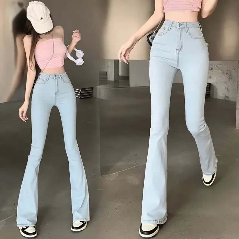 

Pants for Women Bell Bottom Womens Jeans Slim Fit Flare Skinny Trousers Blue High Waist Shot Flared Gray with Free Shipping Emo