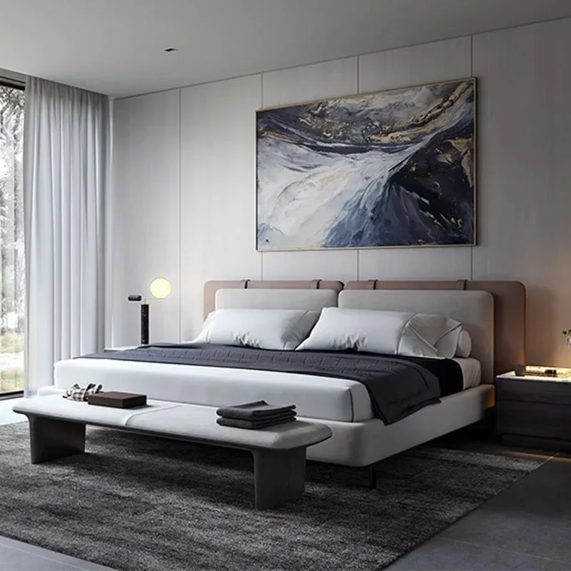 Villa High End Modern Double Bed Headboard Designer Sleeping Full Size Bed Frame Luxury Platform Safe Home Furnitures
Villa High End Modern Double Bed Headboard Designer Sleeping Full Size Bed Frame Luxury Platform Safe Home Furnitures