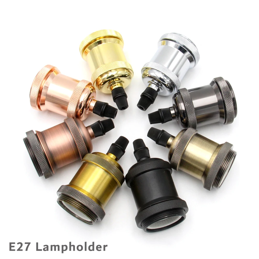 

5Pcs Vintage E27 Lamp Holder Socket Aluminum with Screw Industrial E26 Edison Bulb Base Holder Pendant Lampholder Rotating Base