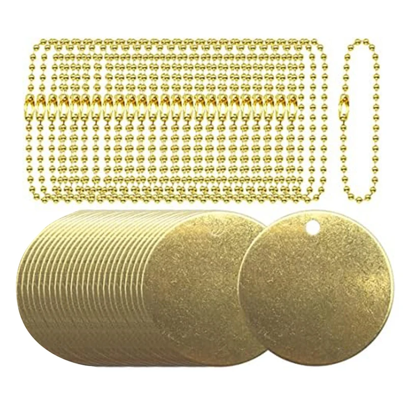 25 Pcs 1.5Inch Brass Valve Tags Stamping Blank With Hole And 25Pcs 2.4Mm Metal Ball Chains Fit For Pipe Valves, Equipment Sturdy
25 Pcs 1.5Inch Brass Valve Tags Stamping Blank With Hole And 25Pcs 2.4Mm Metal Ball Chains Fit For Pipe Valves, Equipment Sturdy